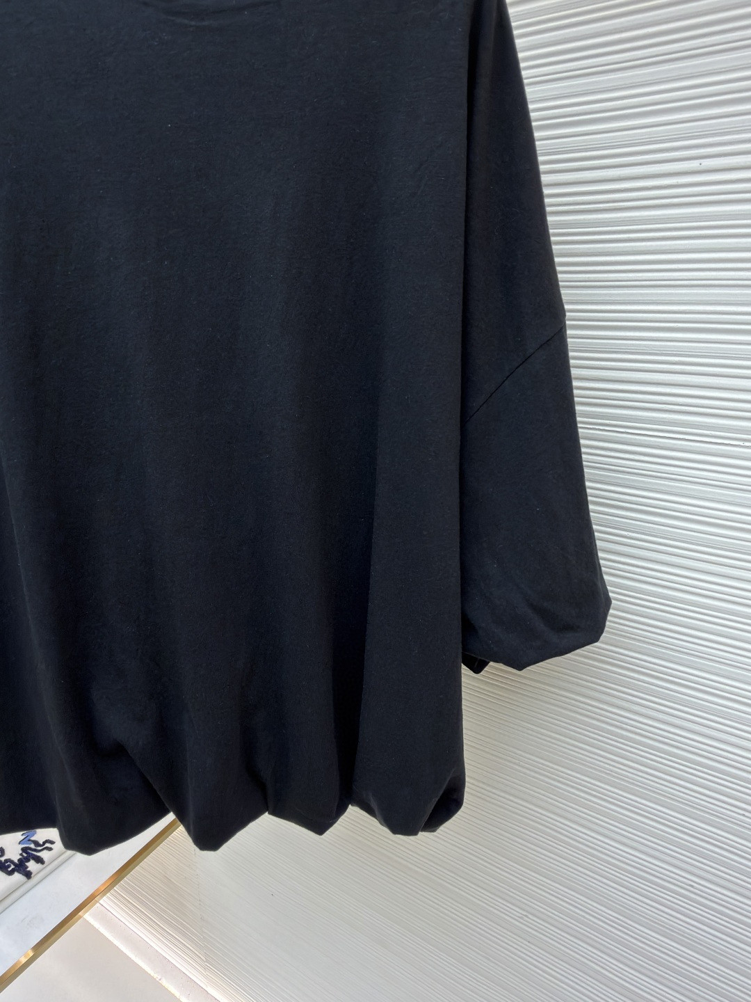 Acne Studios 褶饰花苞廓形简约字母印花落肩七分袖T恤 短袖 黑色 A5 AL0528-900