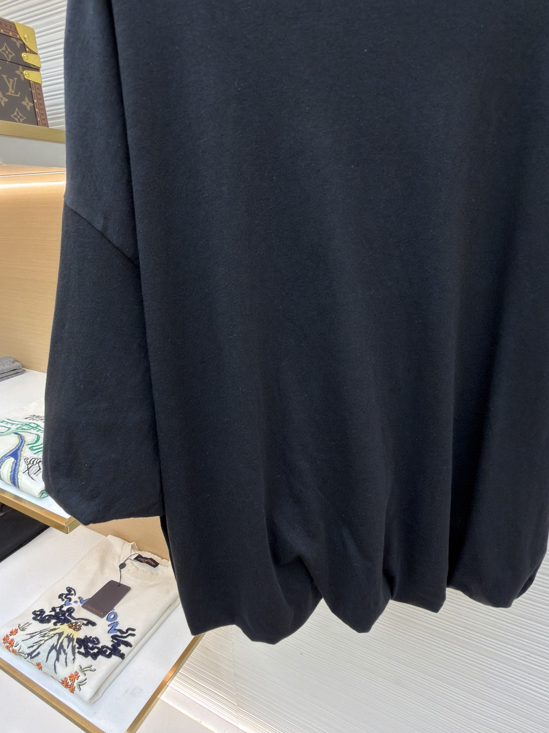 Acne Studios 褶饰花苞廓形简约字母印花落肩七分袖T恤 短袖 黑色 A5 AL0528-900