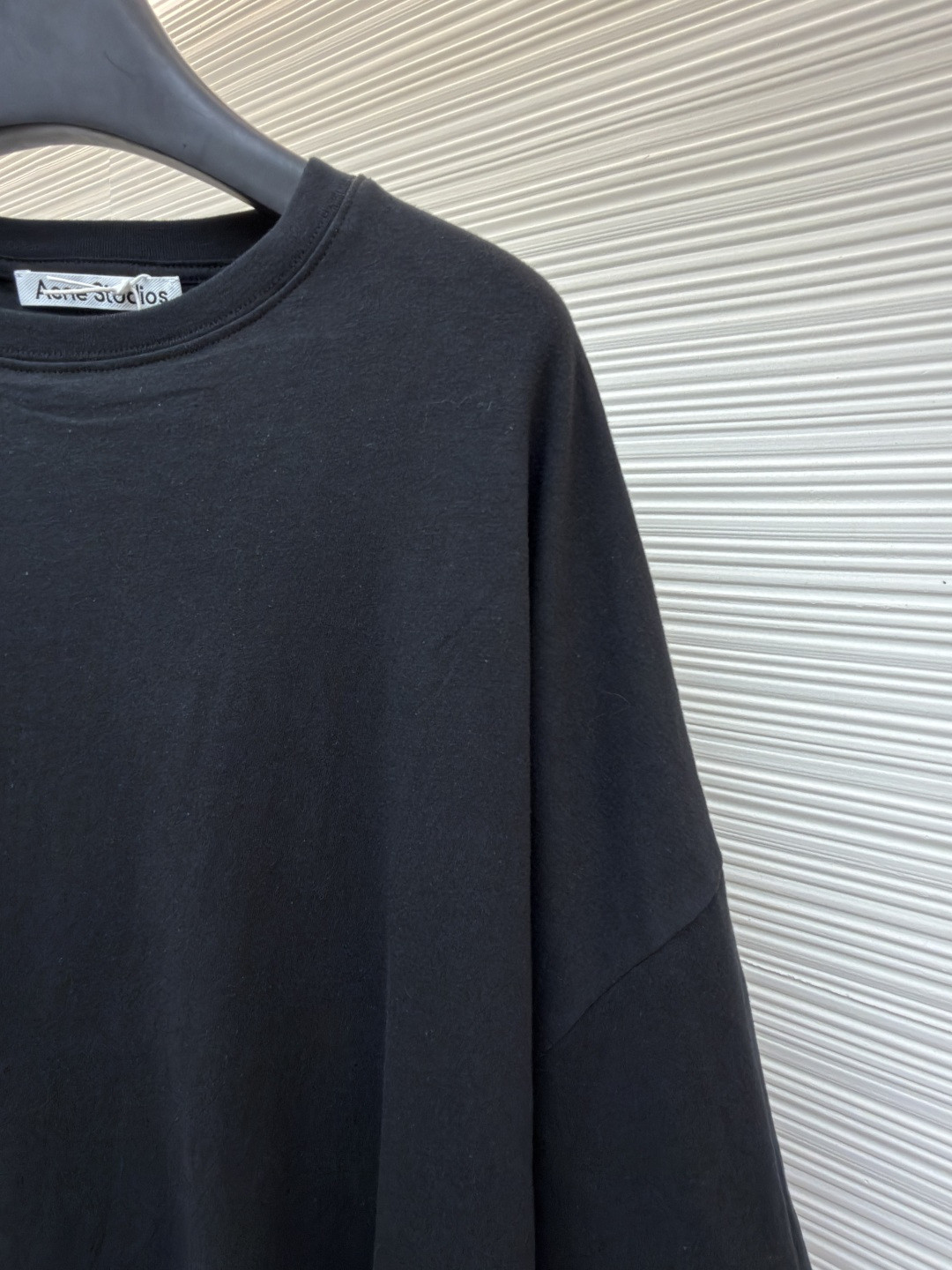 Acne Studios 褶饰花苞廓形简约字母印花落肩七分袖T恤 短袖 黑色 A5 AL0528-900