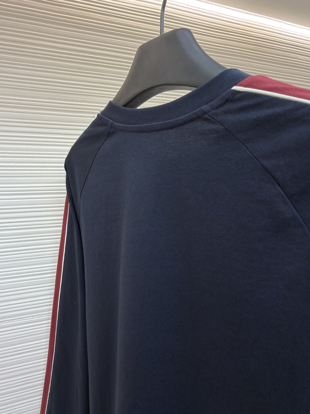 MIU MIU 缪缪 撞色织带长袖T恤 打底衫 女款 蓝色 A5 MJLA24-182D-F0X58-S-OOO