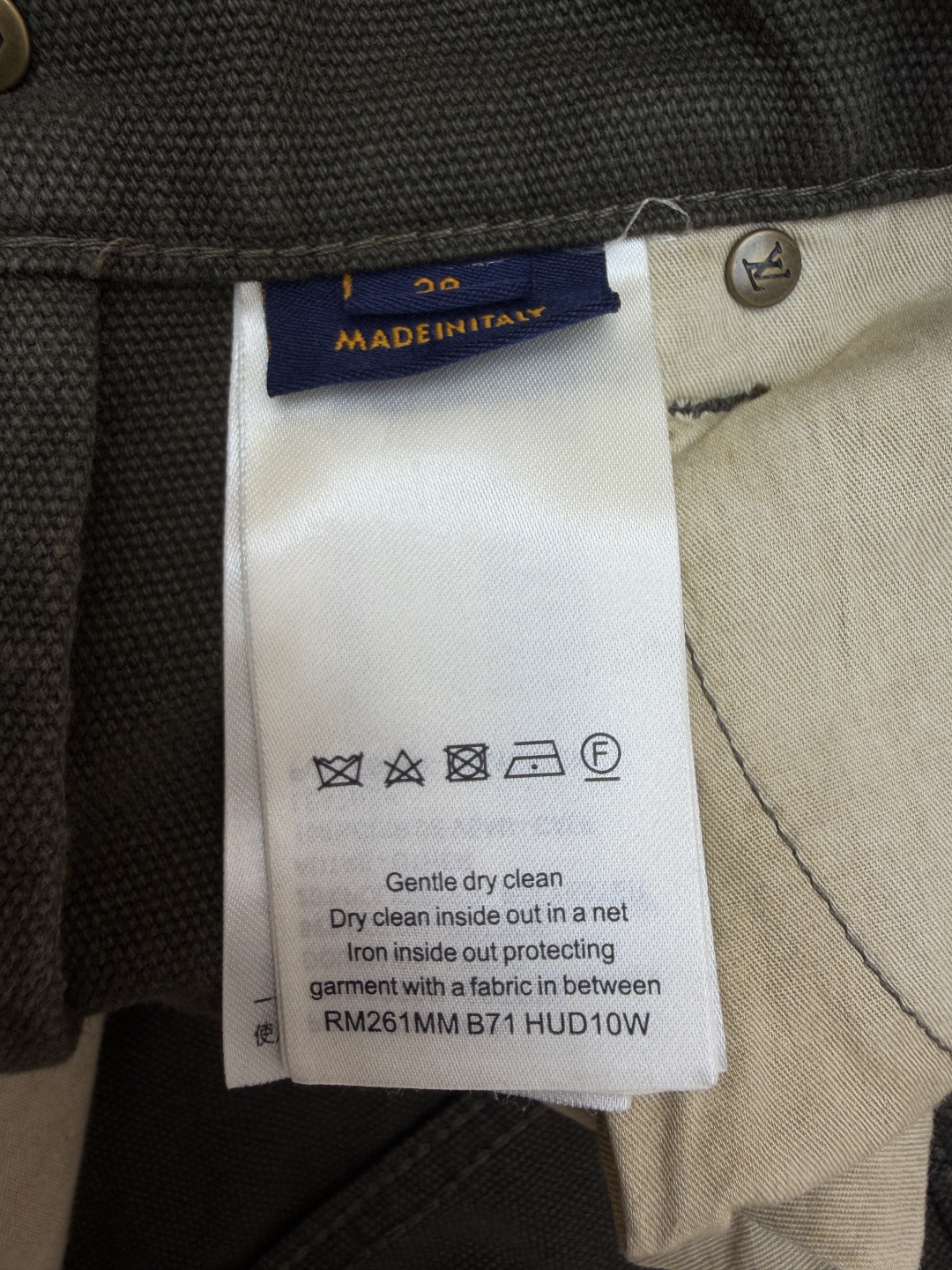 LOUIS VUITTON 路易威登 字母提花军绿珠帆卷边牛仔裤 长裤 裤子 B0 1AJCU2