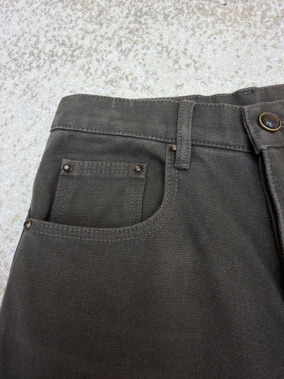 LOUIS VUITTON 路易威登 字母提花军绿珠帆卷边牛仔裤 长裤 裤子 B0 1AJCU2