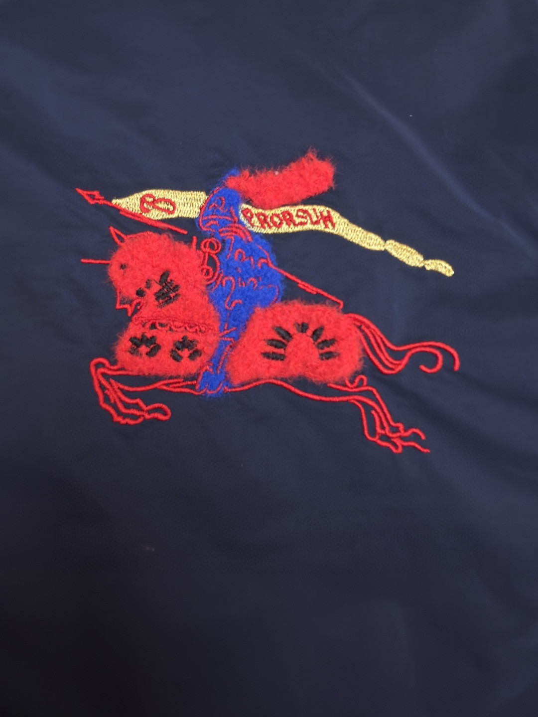 Burberry 巴宝莉 战马绣花拉链连帽夹克 长袖 外套 蓝色 B0