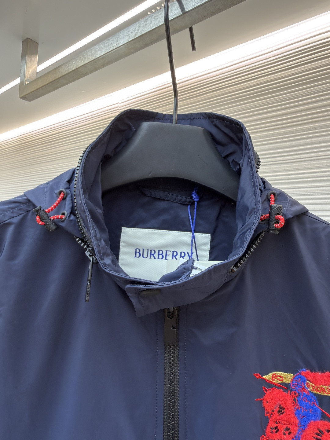 Burberry 巴宝莉 战马绣花拉链连帽夹克 长袖 外套 蓝色 B0