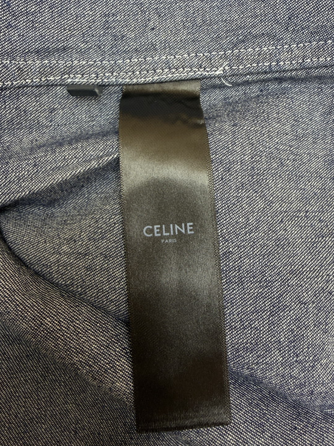 CELINE 赛琳 刺绣logo牛仔衬衫 牛仔衣 外套 夹克 长袖 蓝色 B0 RC0BE2N67-GGG3