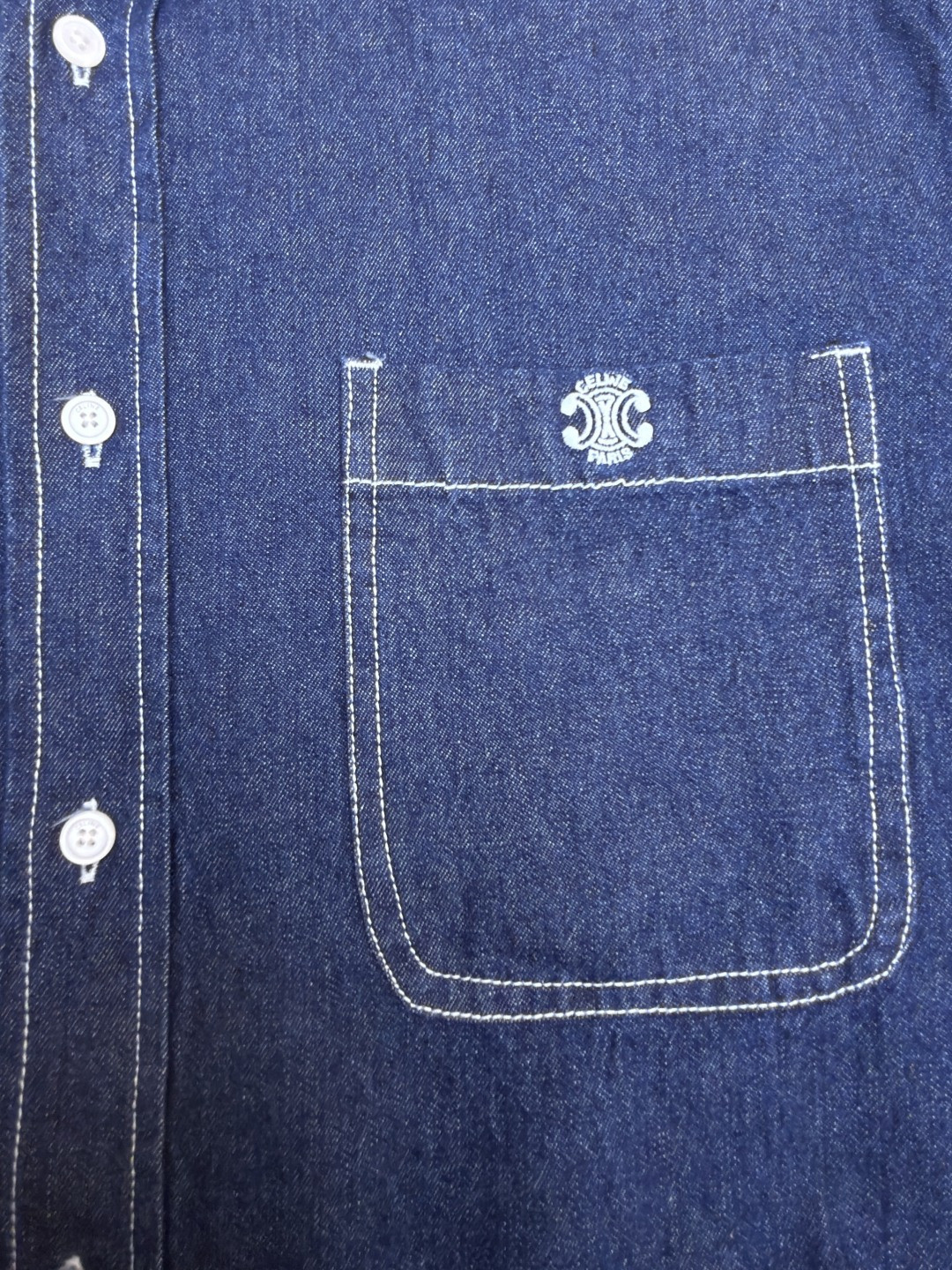 CELINE 赛琳 刺绣logo牛仔衬衫 牛仔衣 外套 夹克 长袖 蓝色 B0 RC0BE2N67-GGG3