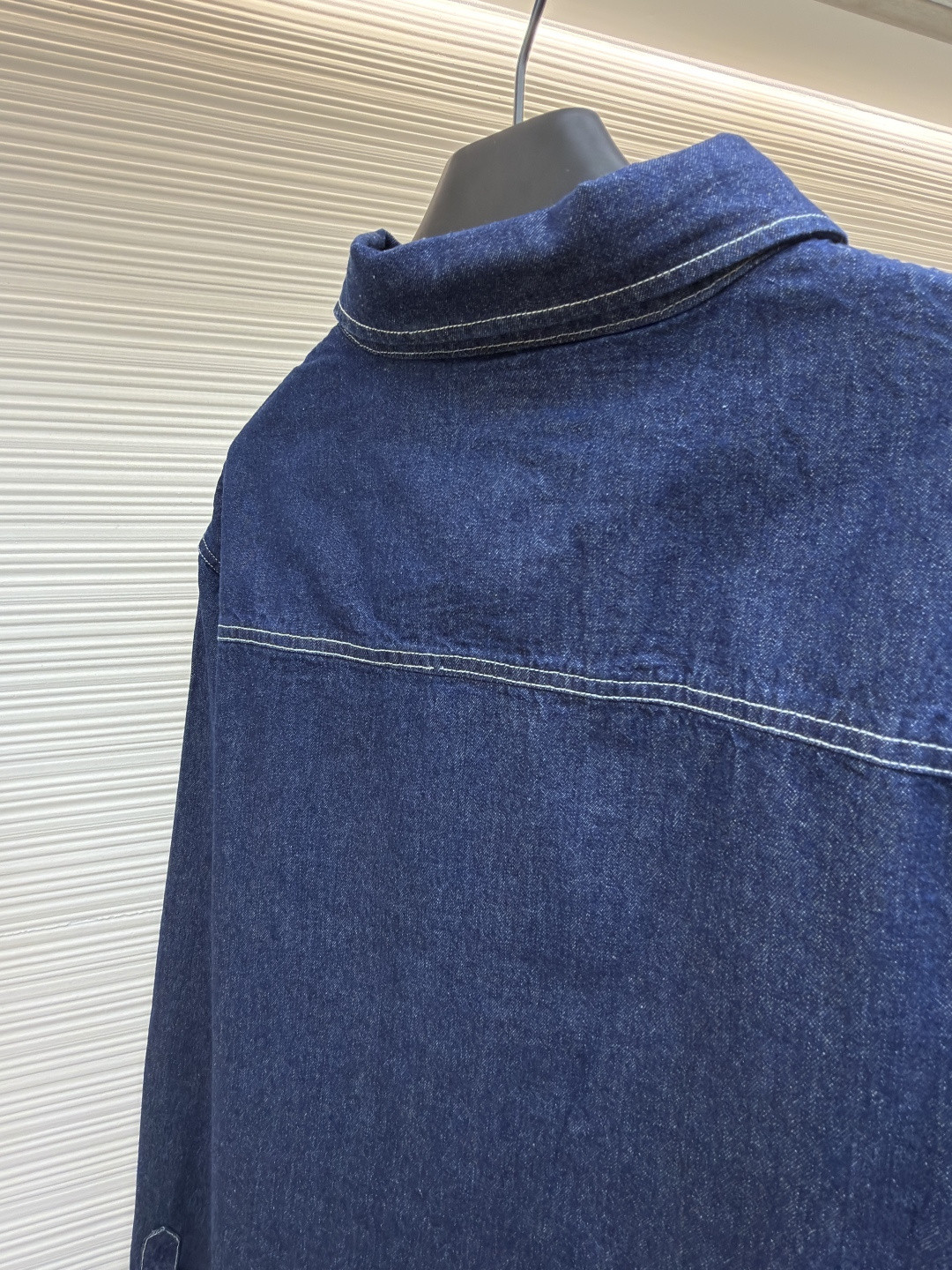 CELINE 赛琳 刺绣logo牛仔衬衫 牛仔衣 外套 夹克 长袖 蓝色 B0 RC0BE2N67-GGG3