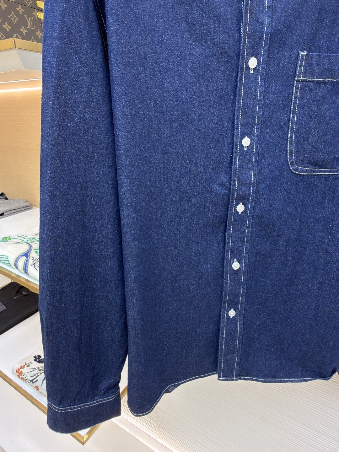 CELINE 赛琳 刺绣logo牛仔衬衫 牛仔衣 外套 夹克 长袖 蓝色 B0 RC0BE2N67-GGG3