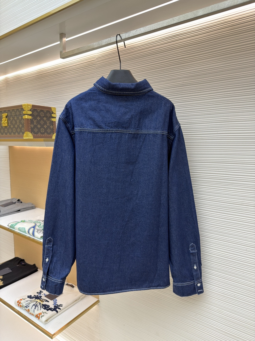 CELINE 赛琳 刺绣logo牛仔衬衫 牛仔衣 外套 夹克 长袖 蓝色 B0 RC0BE2N67-GGG3