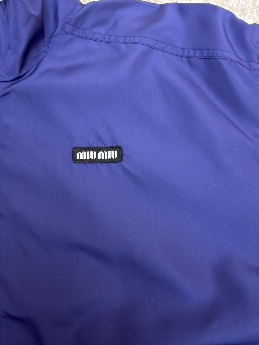 MIU MIU 缪缪 科技府绸束口拉链外套 夹克 长袖 女款 蓝色 B0 ML1461-18VS-F0V41-S-OOO