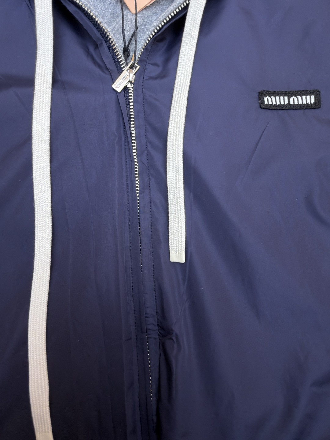 MIU MIU 缪缪 双面两穿logo徽标拉链连帽卫衣 夹克 外套 长袖 蓝色 B0 