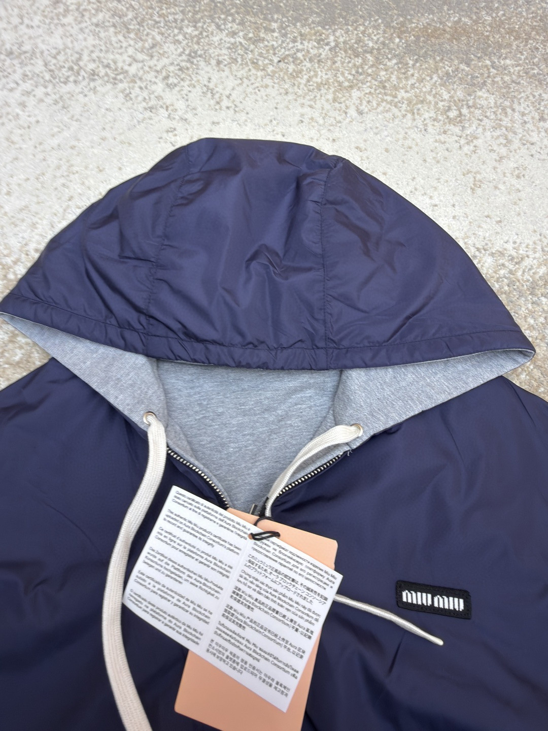 MIU MIU 缪缪 双面两穿logo徽标拉链连帽卫衣 夹克 外套 长袖 蓝色 B0 