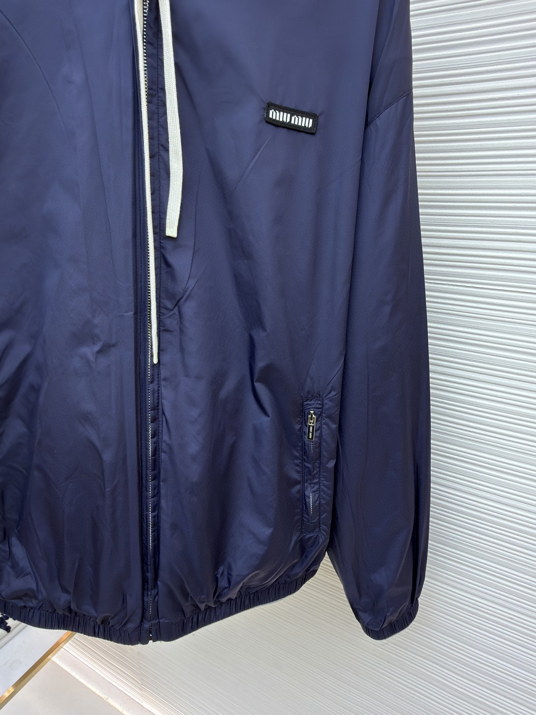 MIU MIU 缪缪 双面两穿logo徽标拉链连帽卫衣 夹克 外套 长袖 蓝色 B0 
