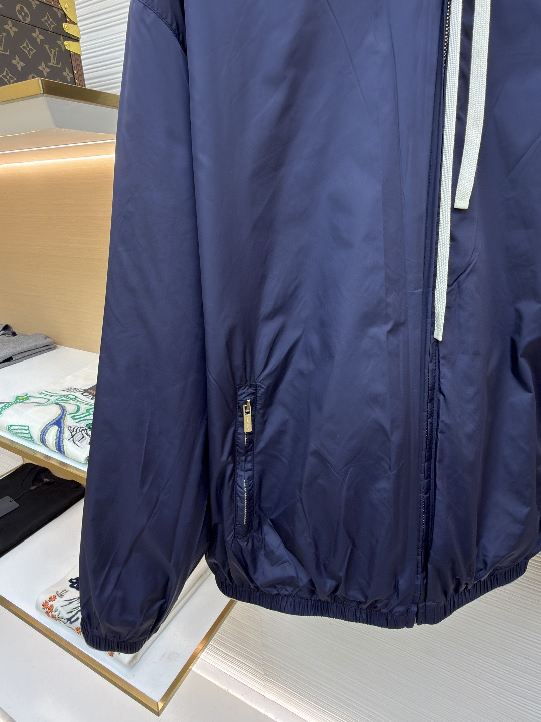 MIU MIU 缪缪 双面两穿logo徽标拉链连帽卫衣 夹克 外套 长袖 蓝色 B0 