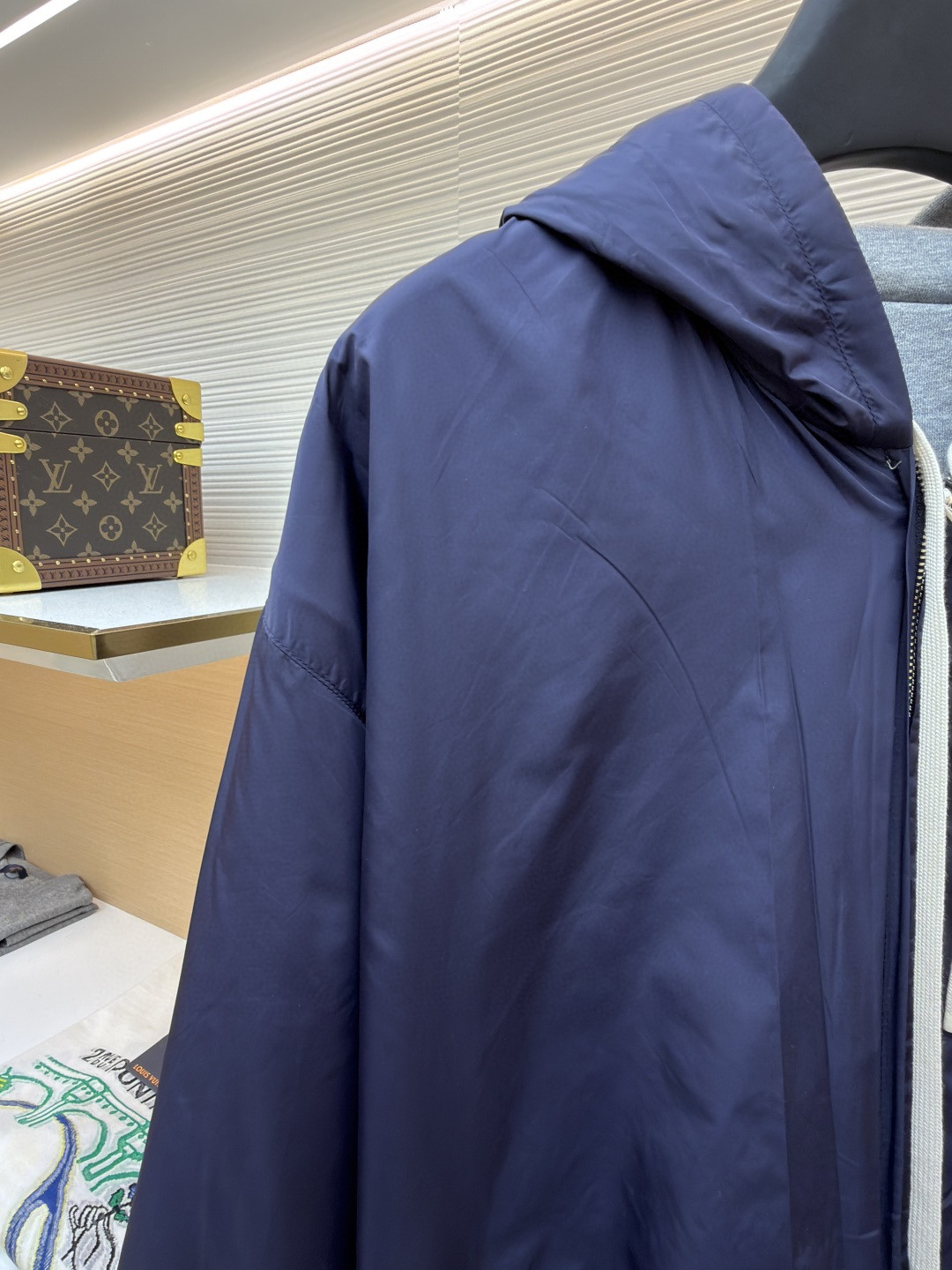 MIU MIU 缪缪 双面两穿logo徽标拉链连帽卫衣 夹克 外套 长袖 蓝色 B0 