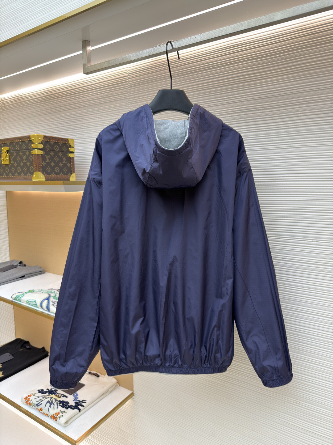 MIU MIU 缪缪 双面两穿logo徽标拉链连帽卫衣 夹克 外套 长袖 蓝色 B0 