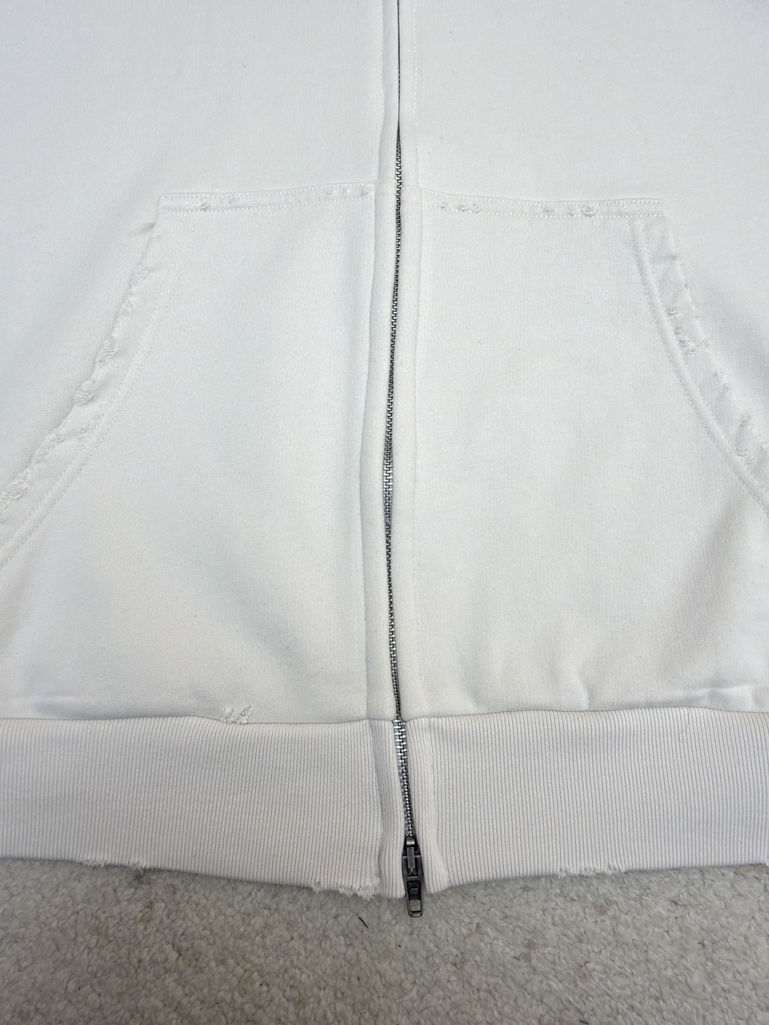 Balenciaga 巴黎世家 破洞字母刺绣拉链连帽卫衣 外套 长袖 白色 A7 803264TSVP18016