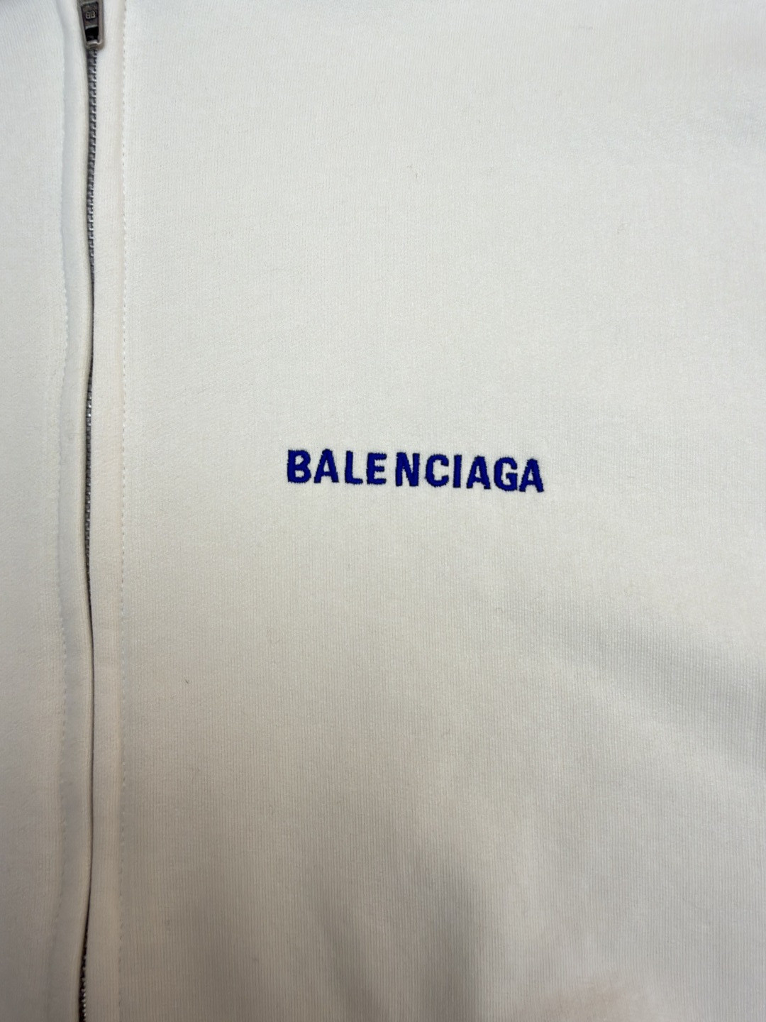 Balenciaga 巴黎世家 破洞字母刺绣拉链连帽卫衣 外套 长袖 白色 A7 803264TSVP18016