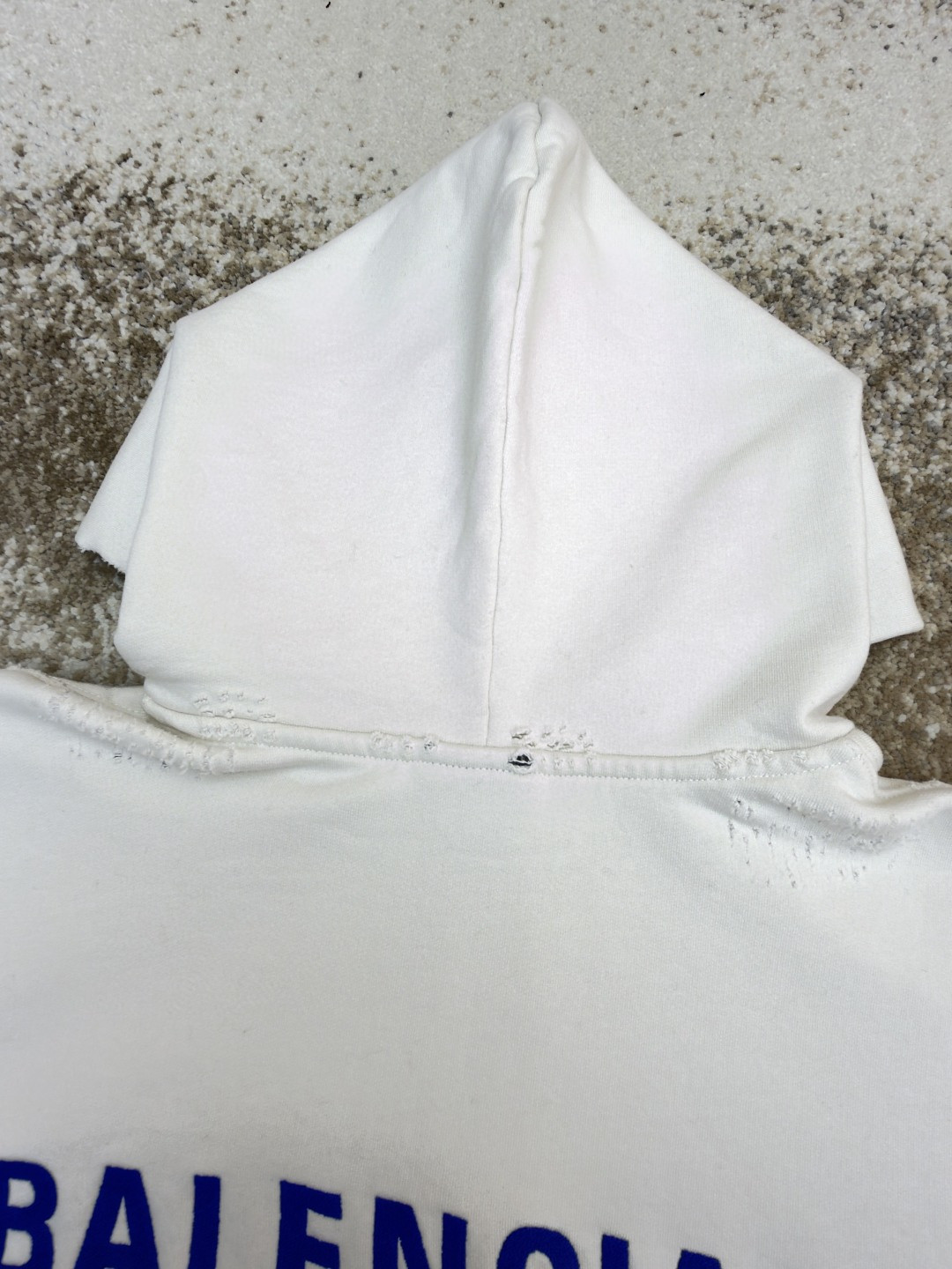 Balenciaga 巴黎世家 破洞字母刺绣拉链连帽卫衣 外套 长袖 白色 A7 803264TSVP18016