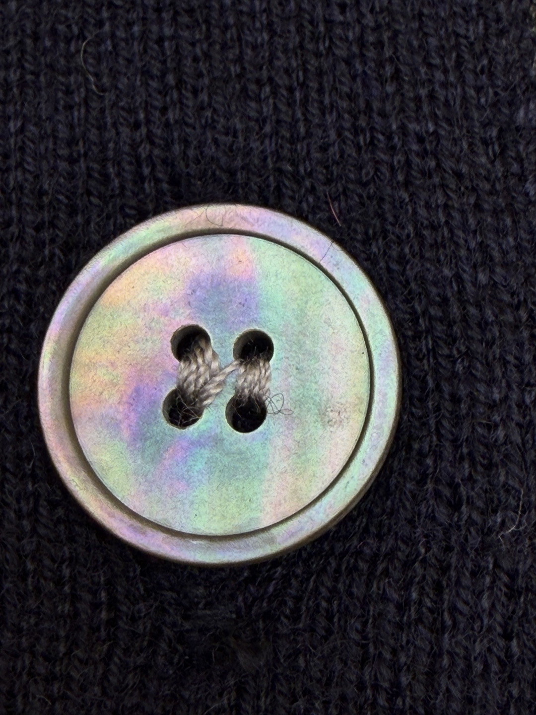 MIU MIU 缪缪 拼色假两件V领开衫 毛衣 外套 长袖 灰色 蓝色 B0 MMF918-15RK-F0G55-S-OOO