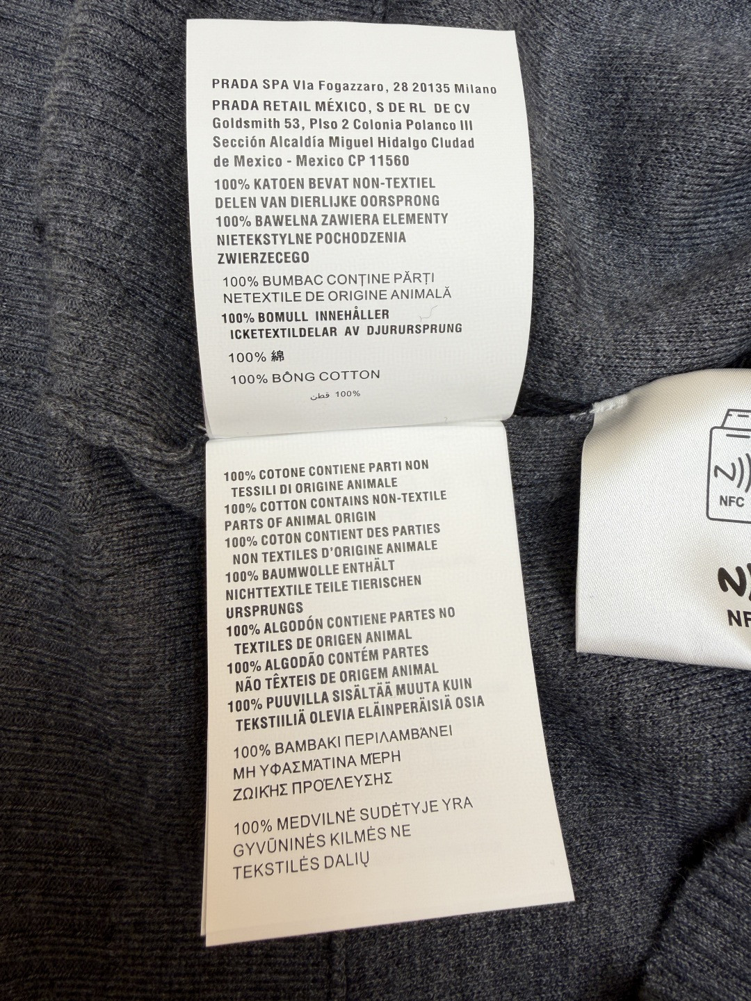 MIU MIU 缪缪 拼色假两件V领开衫 毛衣 外套 长袖 灰色 蓝色 B0 MMF918-15RK-F0G55-S-OOO