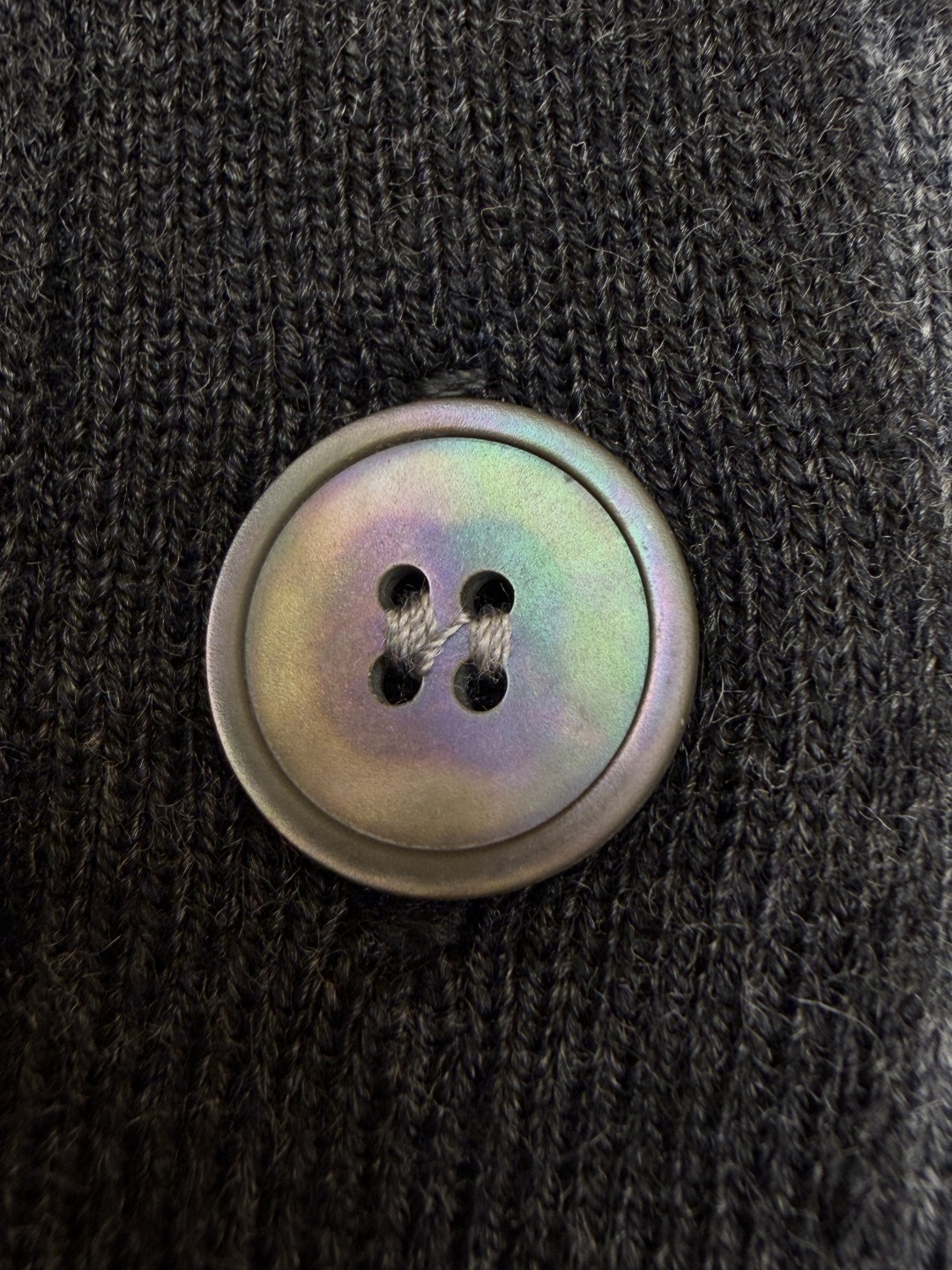 MIU MIU 缪缪 拼色假两件V领开衫 毛衣 外套 长袖 灰色 蓝色 B0 MMF918-15RK-F0G55-S-OOO