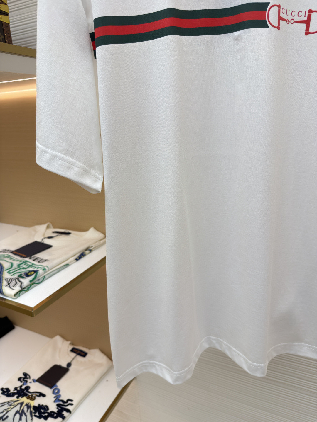 GUCCI 古驰 织带锁扣圆领短袖T恤 夏季 白色 A0 837959-XJHM5-9081