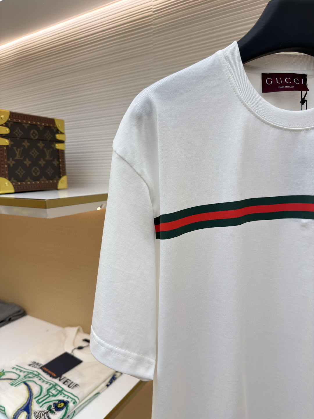 GUCCI 古驰 织带锁扣圆领短袖T恤 夏季 白色 A0 837959-XJHM5-9081