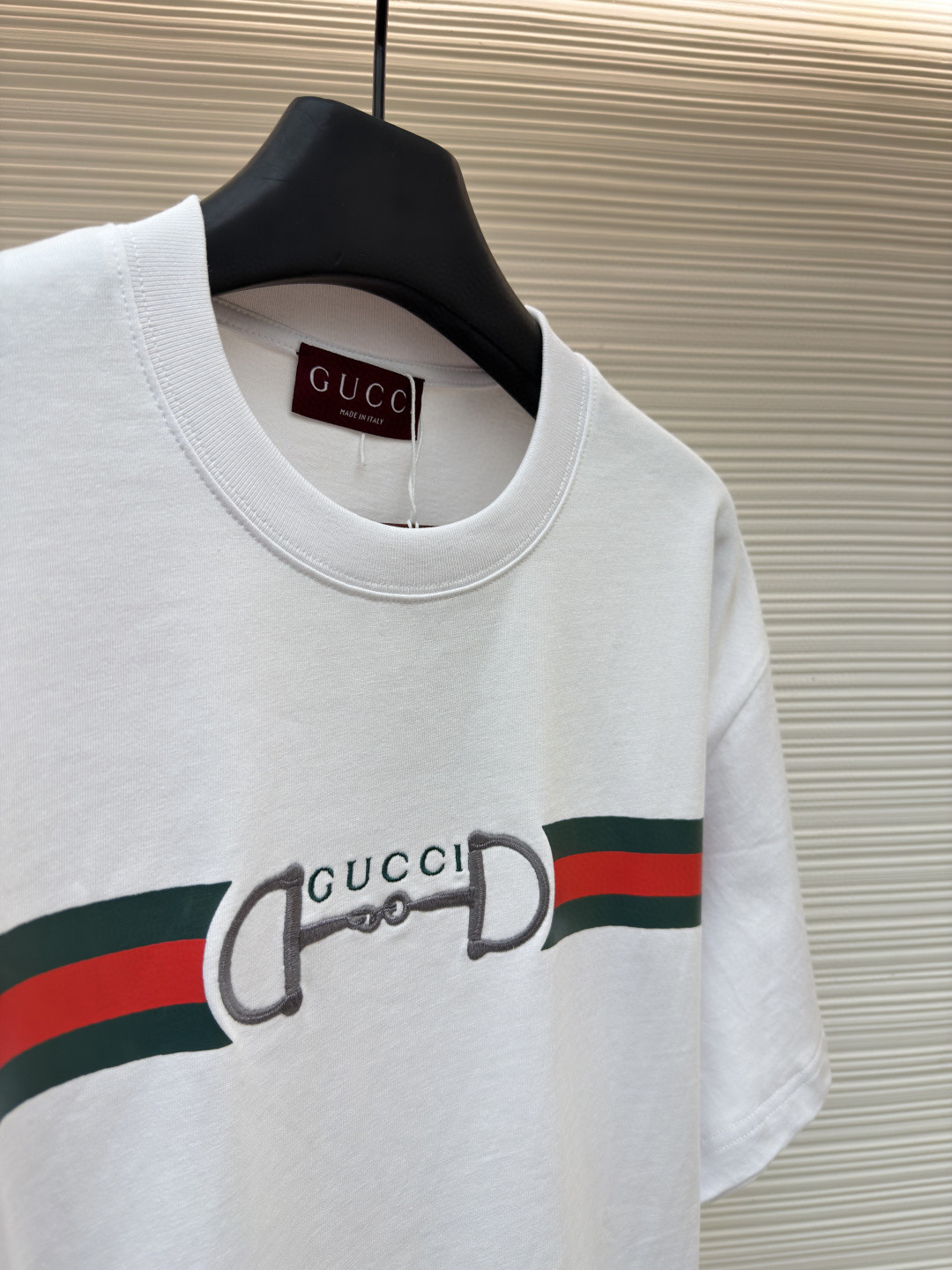 GUCCI 古驰 马衔扣印织带圆领短袖T恤 夏季 白色 红色 A0 855021-XJHOJ-9051