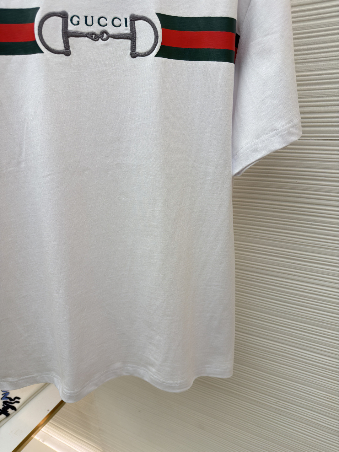 GUCCI 古驰 马衔扣印织带圆领短袖T恤 夏季 白色 红色 A0 855021-XJHOJ-9051