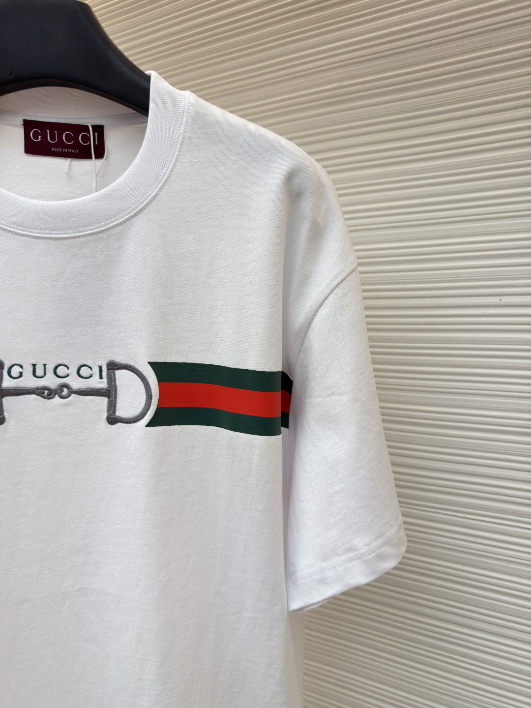 GUCCI 古驰 马衔扣印织带圆领短袖T恤 夏季 白色 红色 A0 855021-XJHOJ-9051