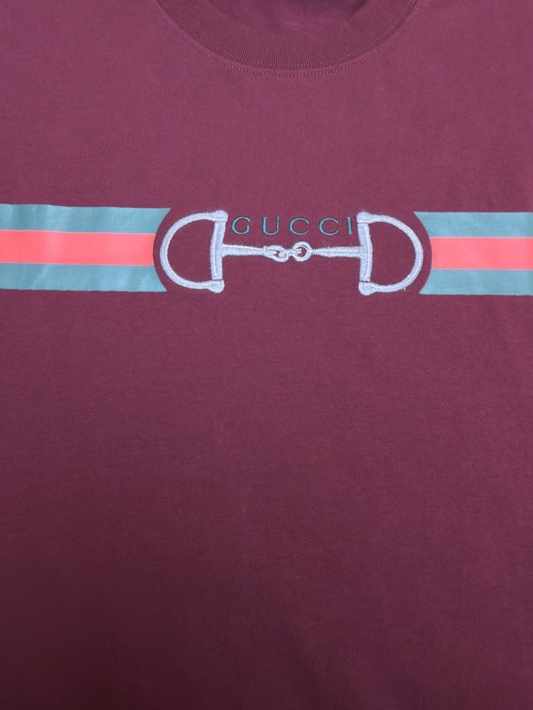 GUCCI 古驰 马衔扣印织带圆领短袖T恤 夏季 白色 红色 A0 855021-XJHOJ-9051