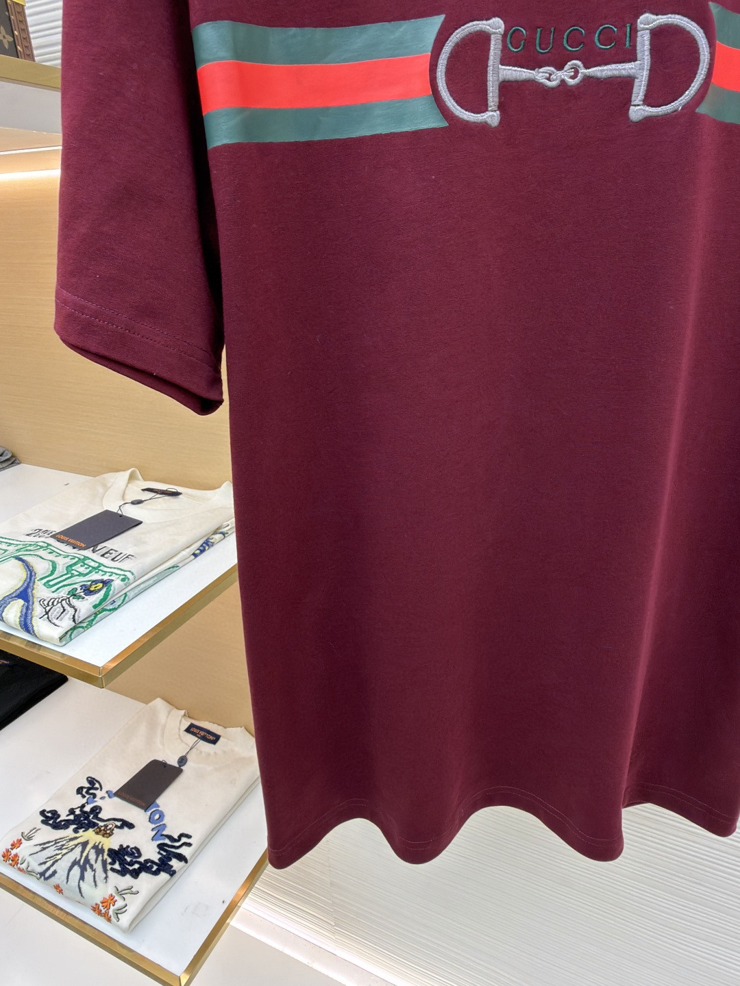 GUCCI 古驰 马衔扣印织带圆领短袖T恤 夏季 白色 红色 A0 855021-XJHOJ-9051