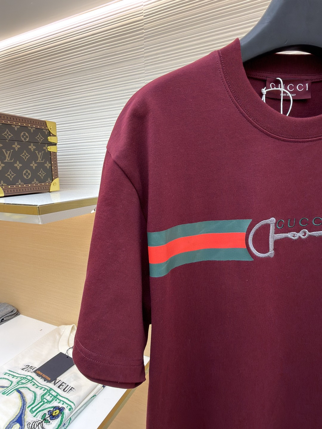 GUCCI 古驰 马衔扣印织带圆领短袖T恤 夏季 白色 红色 A0 855021-XJHOJ-9051