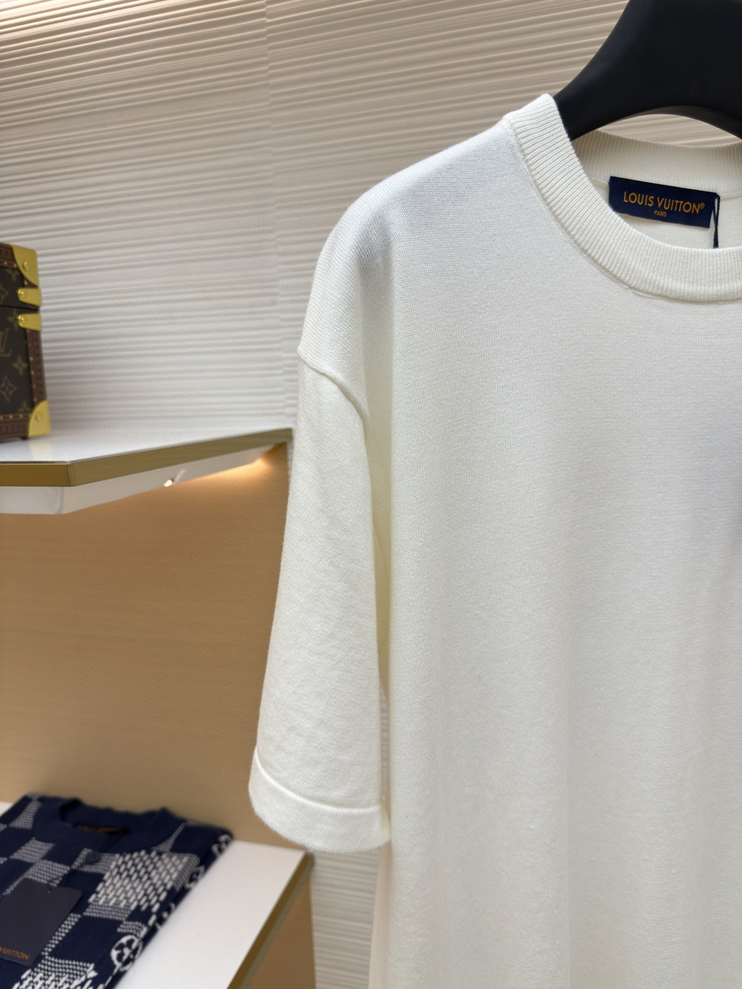 LOUIS VUITTON 路易威登 LV 装饰细节珠饰毛织短袖 T恤 针织衫 白色 B0 1AHVO8