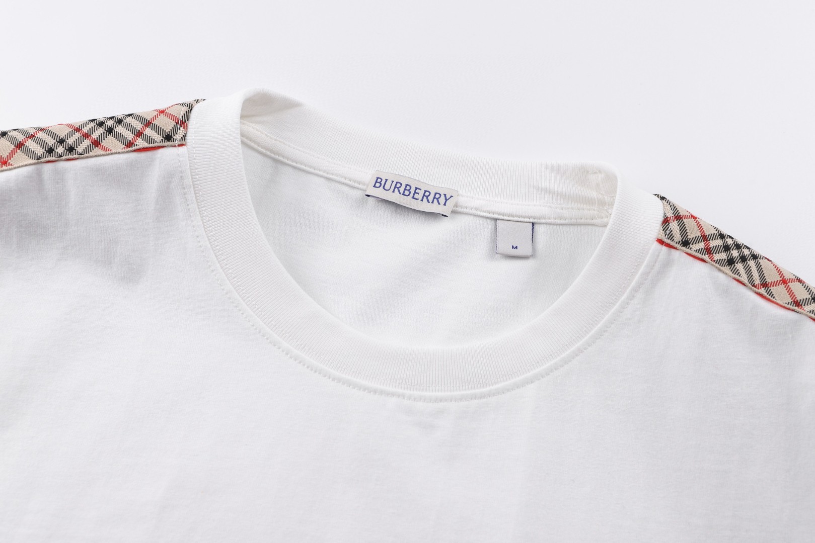 Burberry 巴宝莉肩带格纹装饰T恤 短袖 夏季 白色 黑色 A0 81062461