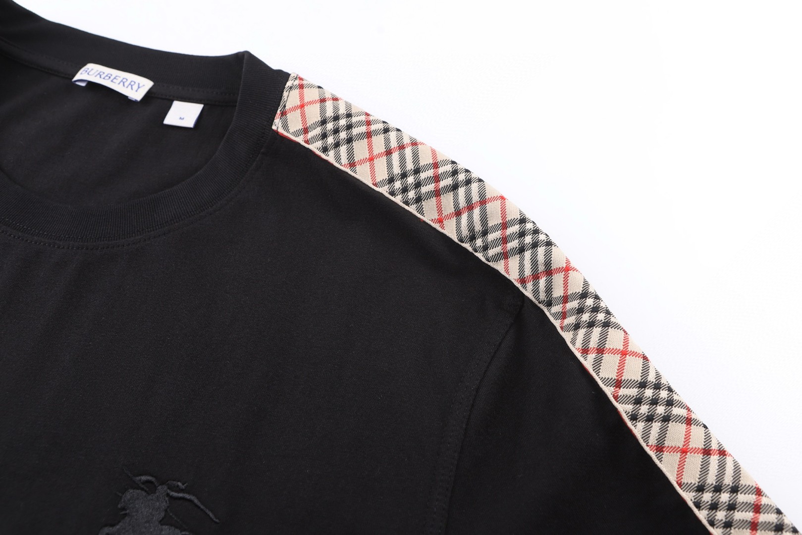 Burberry 巴宝莉肩带格纹装饰T恤 短袖 夏季 白色 黑色 A0 81062461