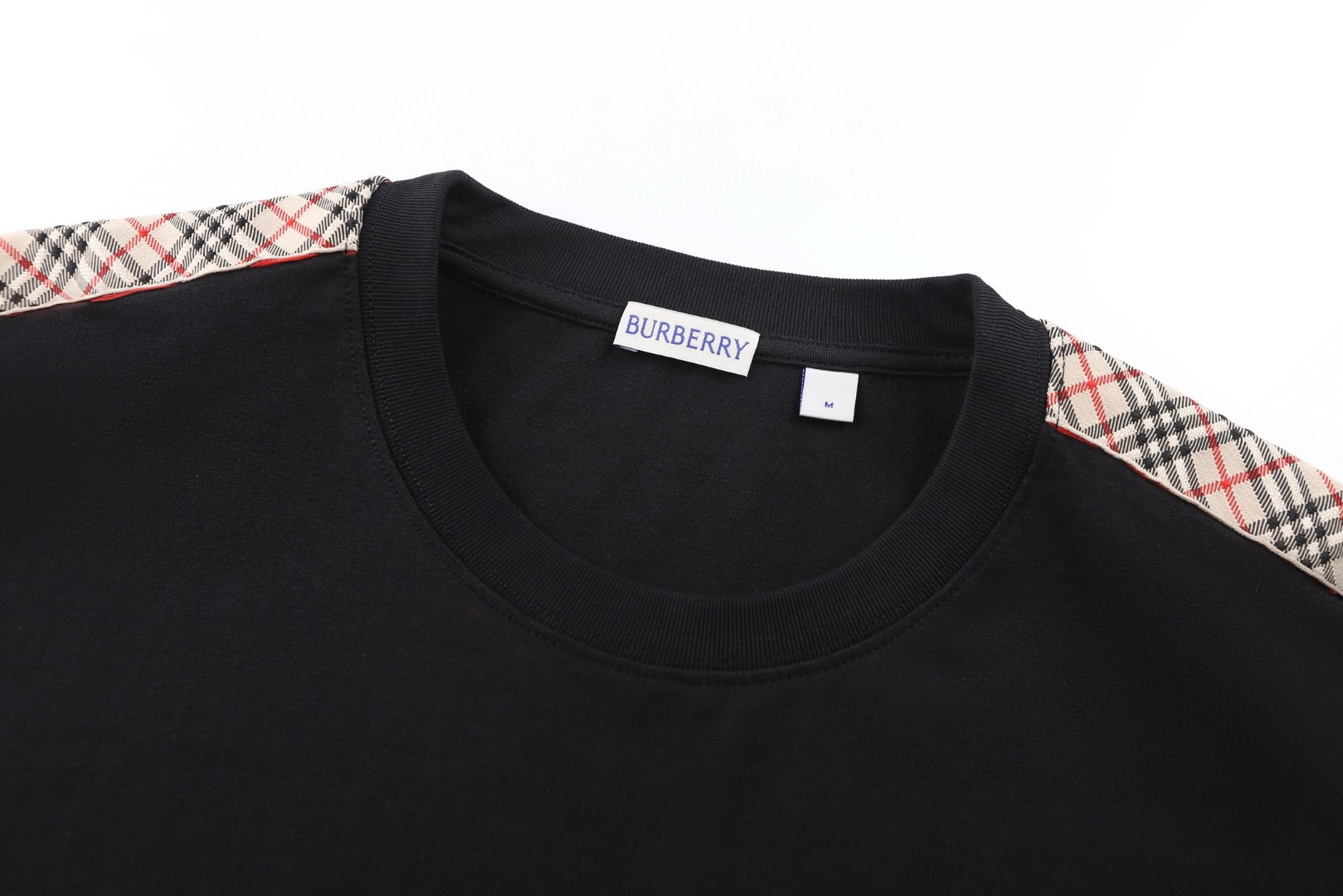 Burberry 巴宝莉肩带格纹装饰T恤 短袖 夏季 白色 黑色 A0 81062461