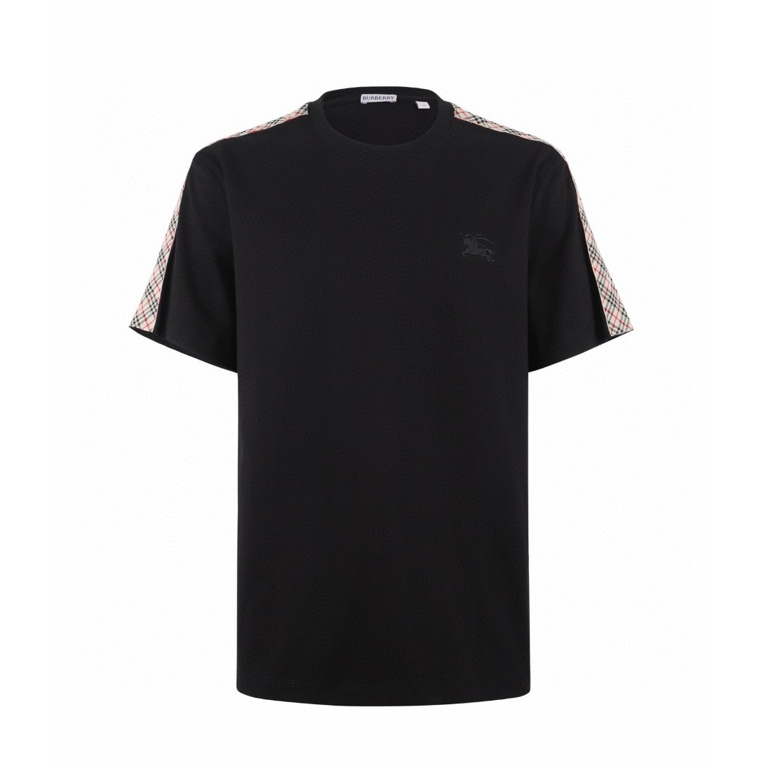 Burberry 巴宝莉肩带格纹装饰T恤 短袖 夏季 白色 黑色 A0 81062461