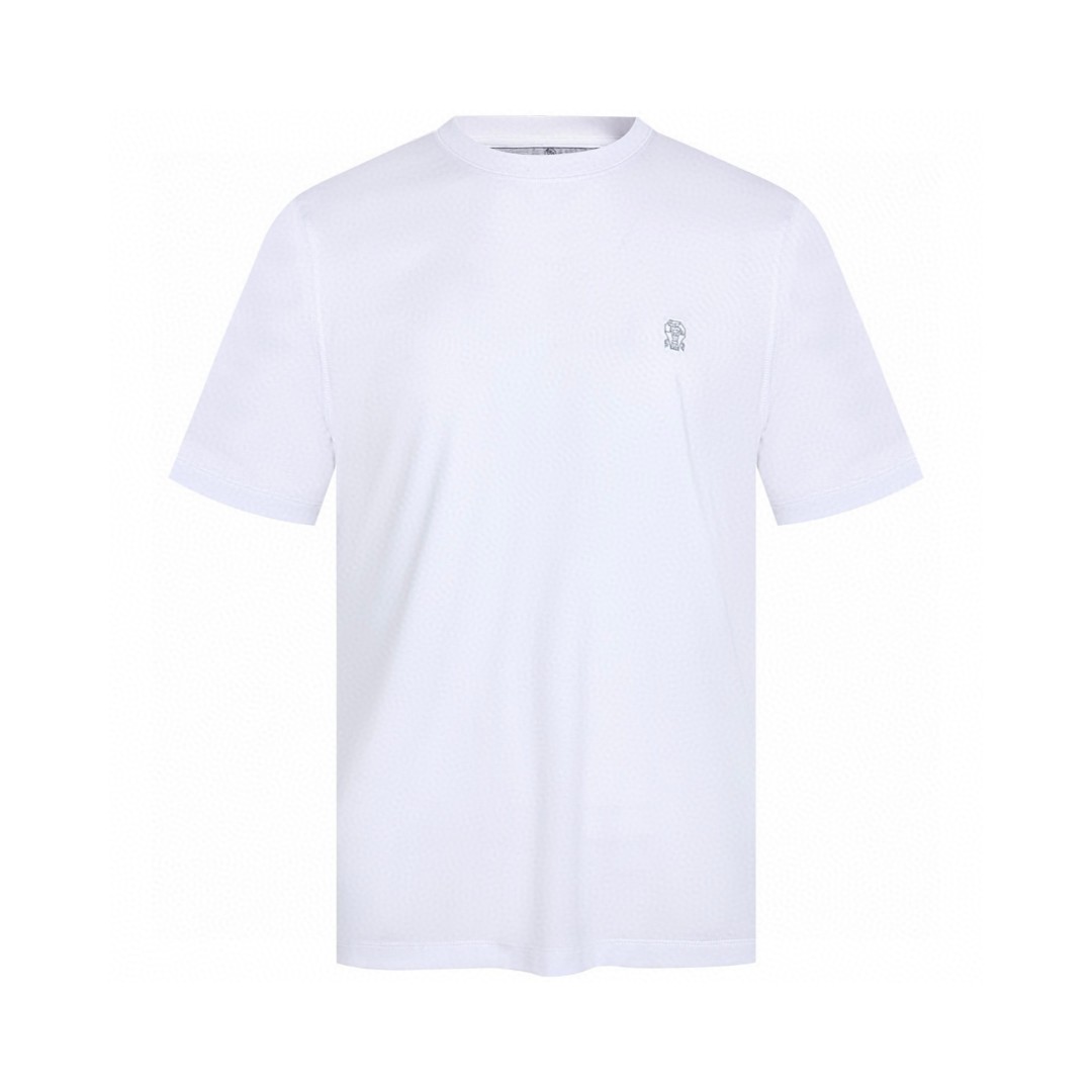 Brunello Cucinelli BC 经典刺绣圆领短袖 T恤 黑色 白色 A0