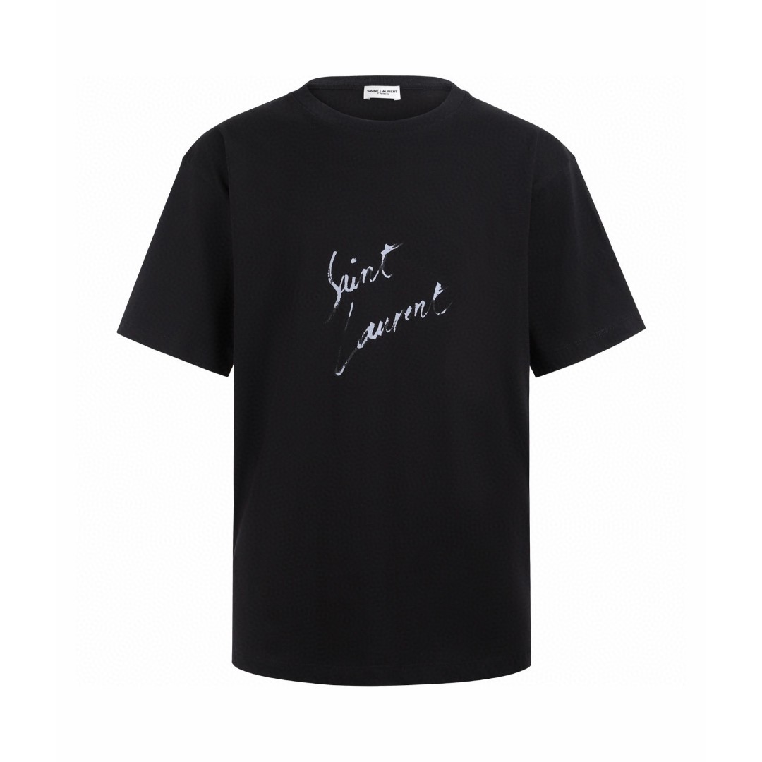 SAINT LAURENT YSL 圣罗兰 炫彩印花圆领短袖 T恤 夏款 黑色 A0 480406YB1GN9787