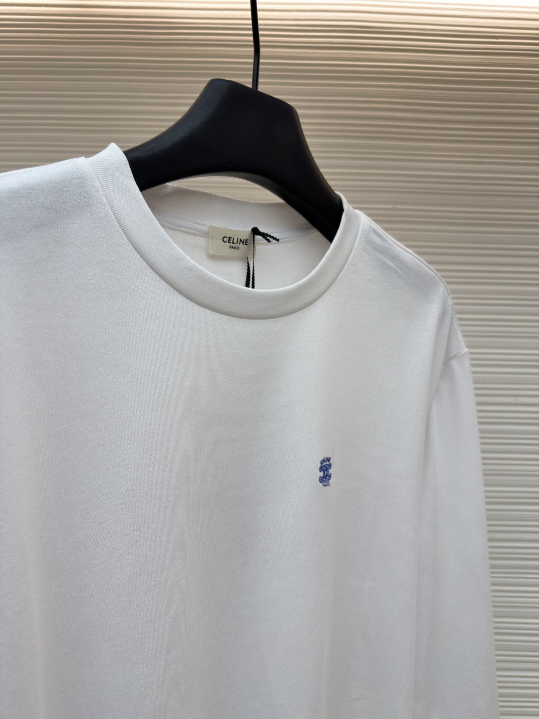 CELINE 徽标刺绣圆领T恤 打底衫 长袖 黑色 白色 A5 RX0IZ1242-38AW