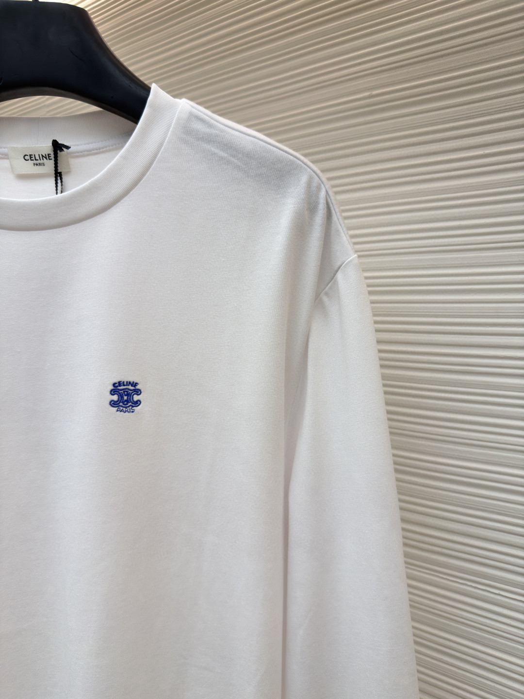 CELINE 徽标刺绣圆领T恤 打底衫 长袖 黑色 白色 A5 RX0IZ1242-38AW