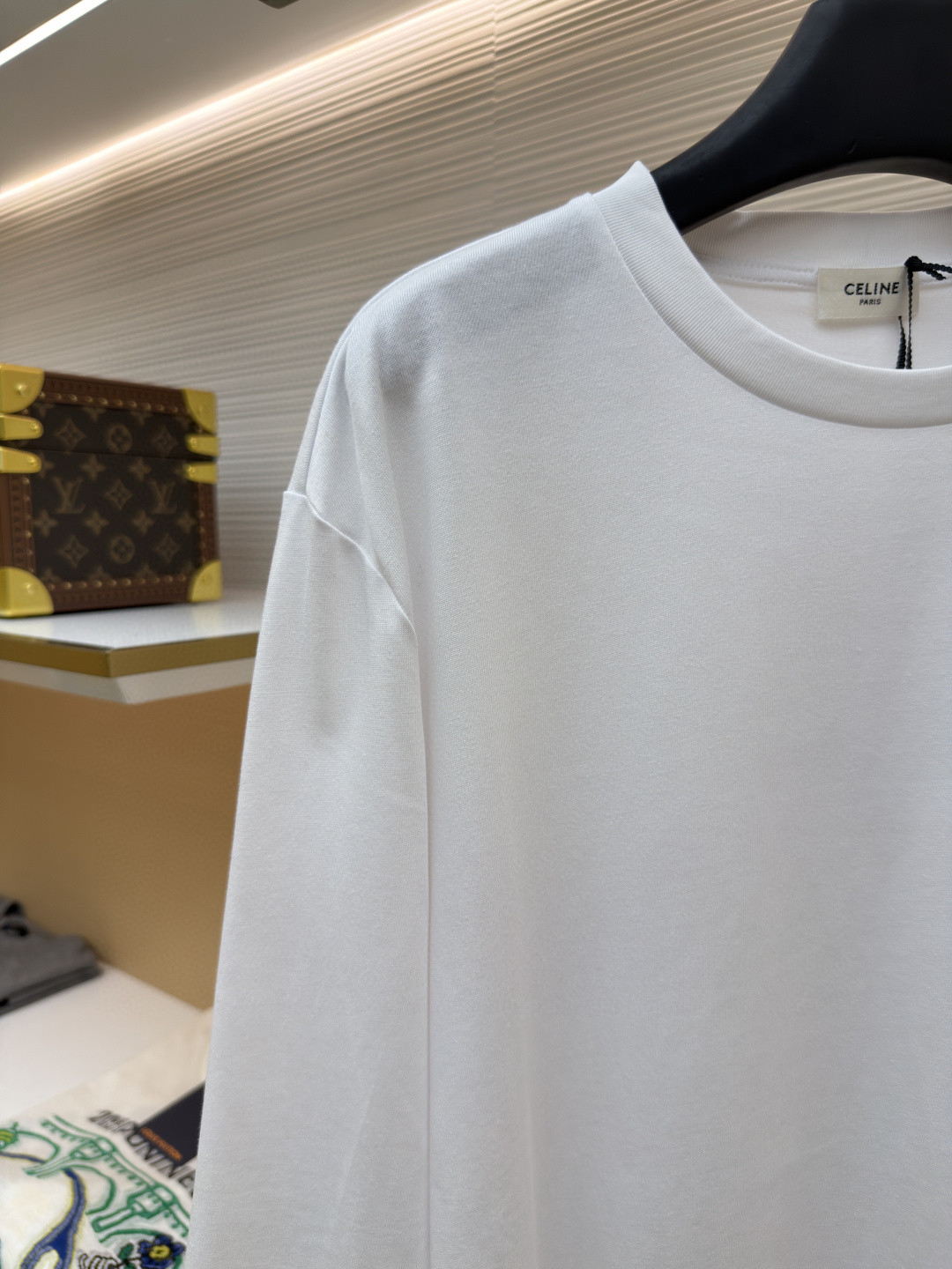CELINE 徽标刺绣圆领T恤 打底衫 长袖 黑色 白色 A5 RX0IZ1242-38AW