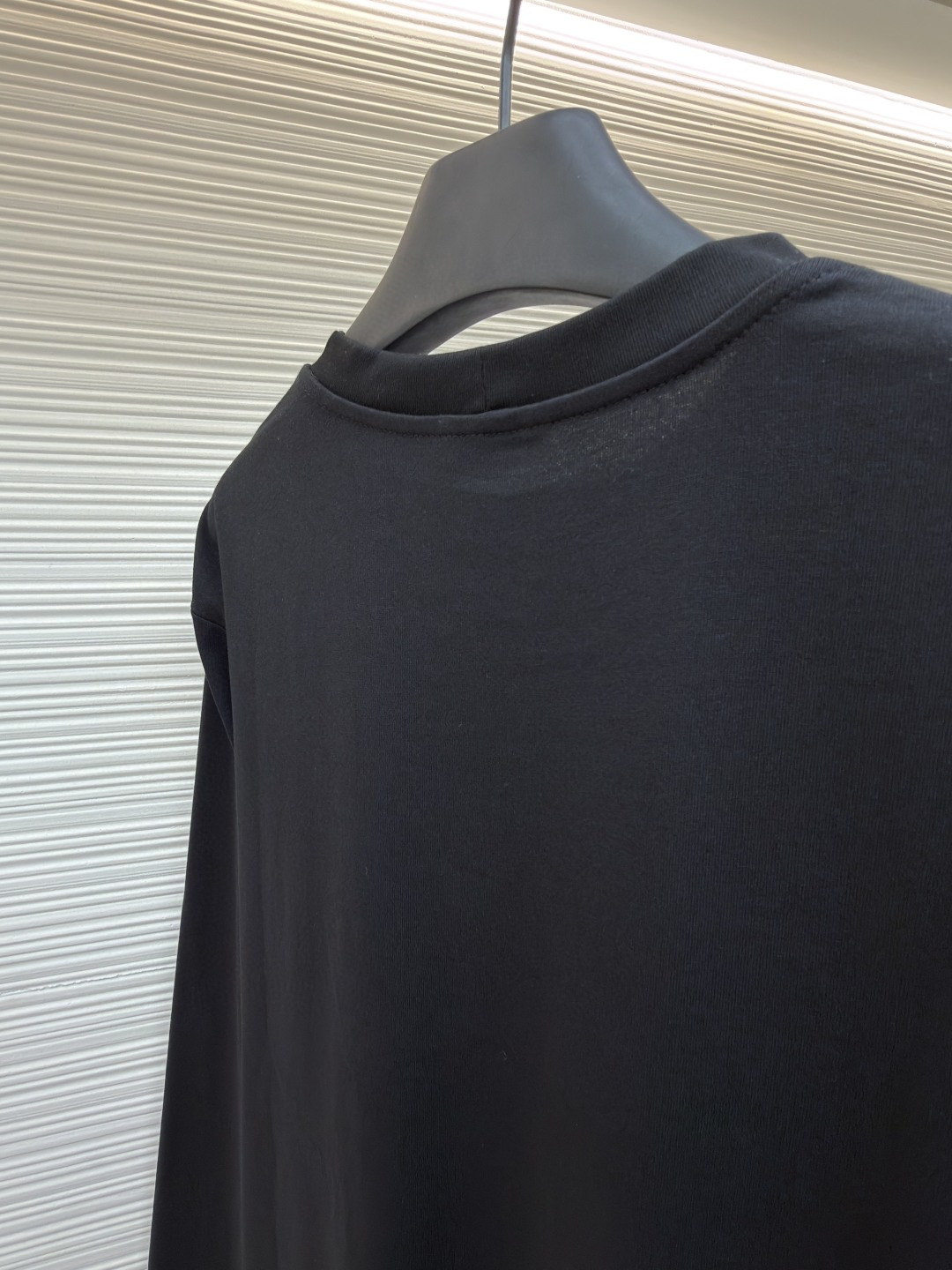 CELINE 徽标刺绣圆领T恤 打底衫 长袖 黑色 白色 A5 RX0IZ1242-38AW