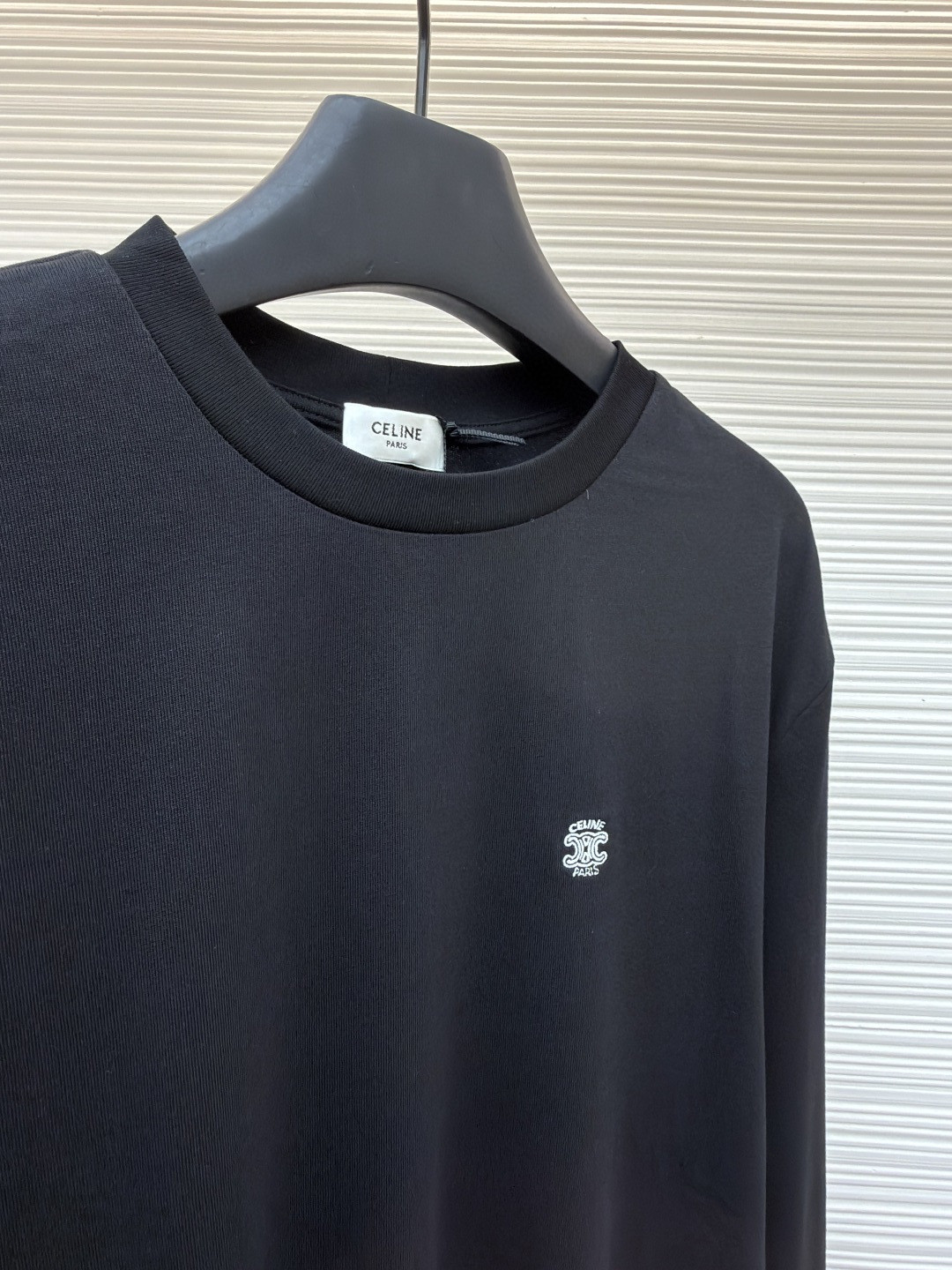 CELINE 徽标刺绣圆领T恤 打底衫 长袖 黑色 白色 A5 RX0IZ1242-38AW