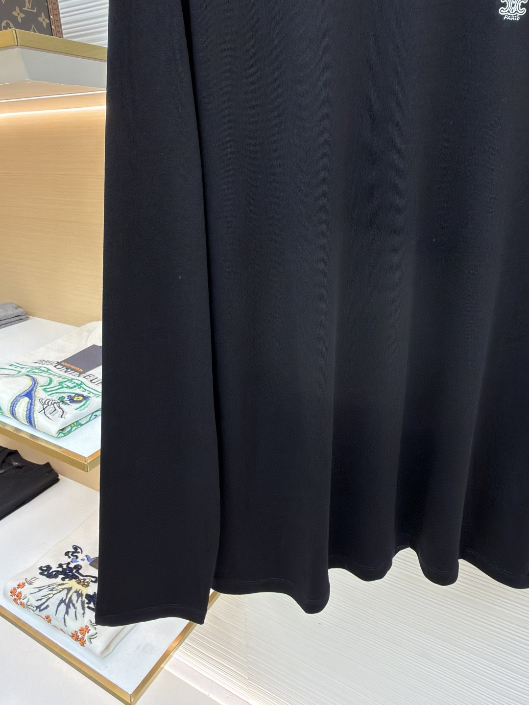 CELINE 徽标刺绣圆领T恤 打底衫 长袖 黑色 白色 A5 RX0IZ1242-38AW