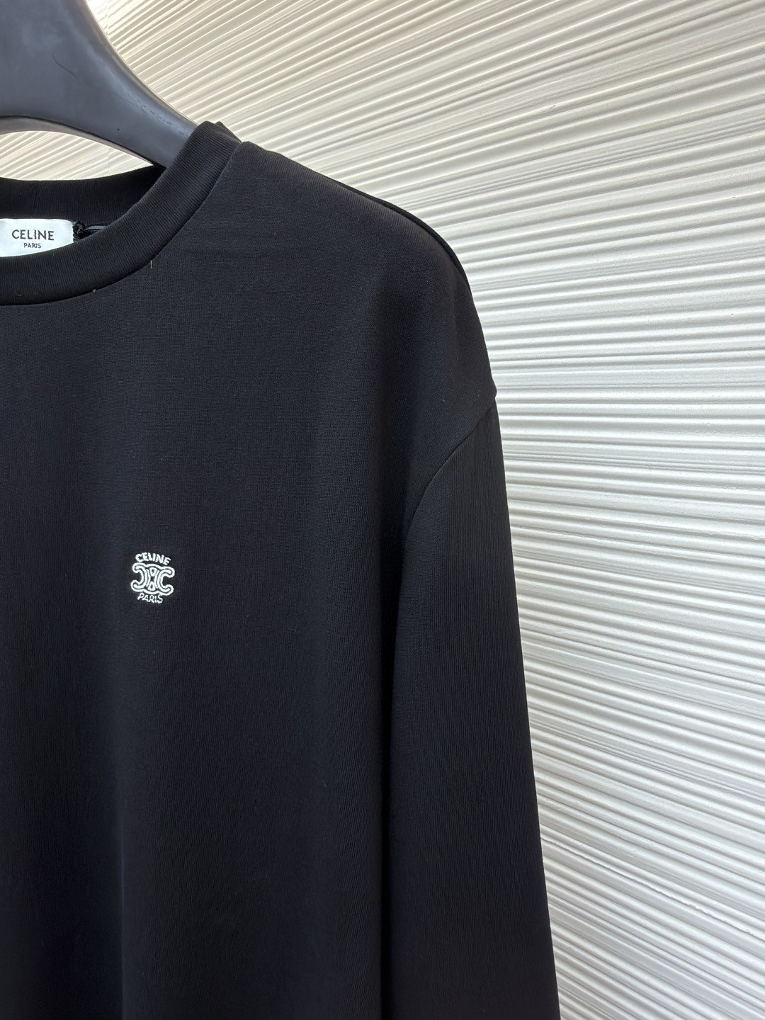 CELINE 徽标刺绣圆领T恤 打底衫 长袖 黑色 白色 A5 RX0IZ1242-38AW
