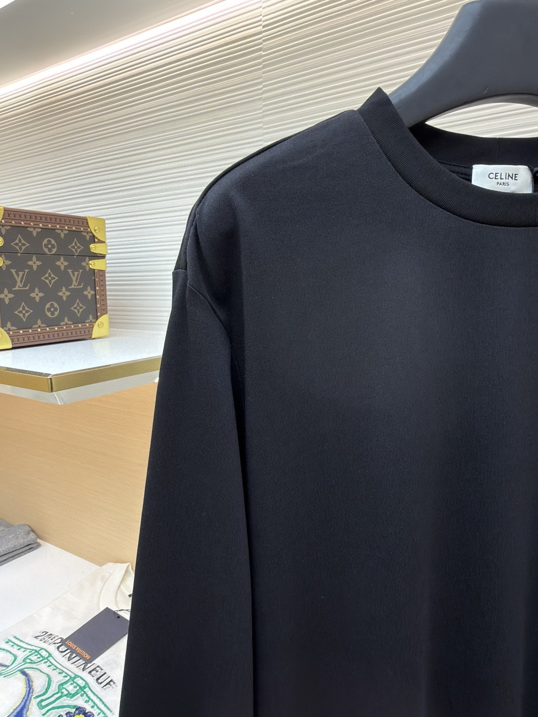 CELINE 徽标刺绣圆领T恤 打底衫 长袖 黑色 白色 A5 RX0IZ1242-38AW