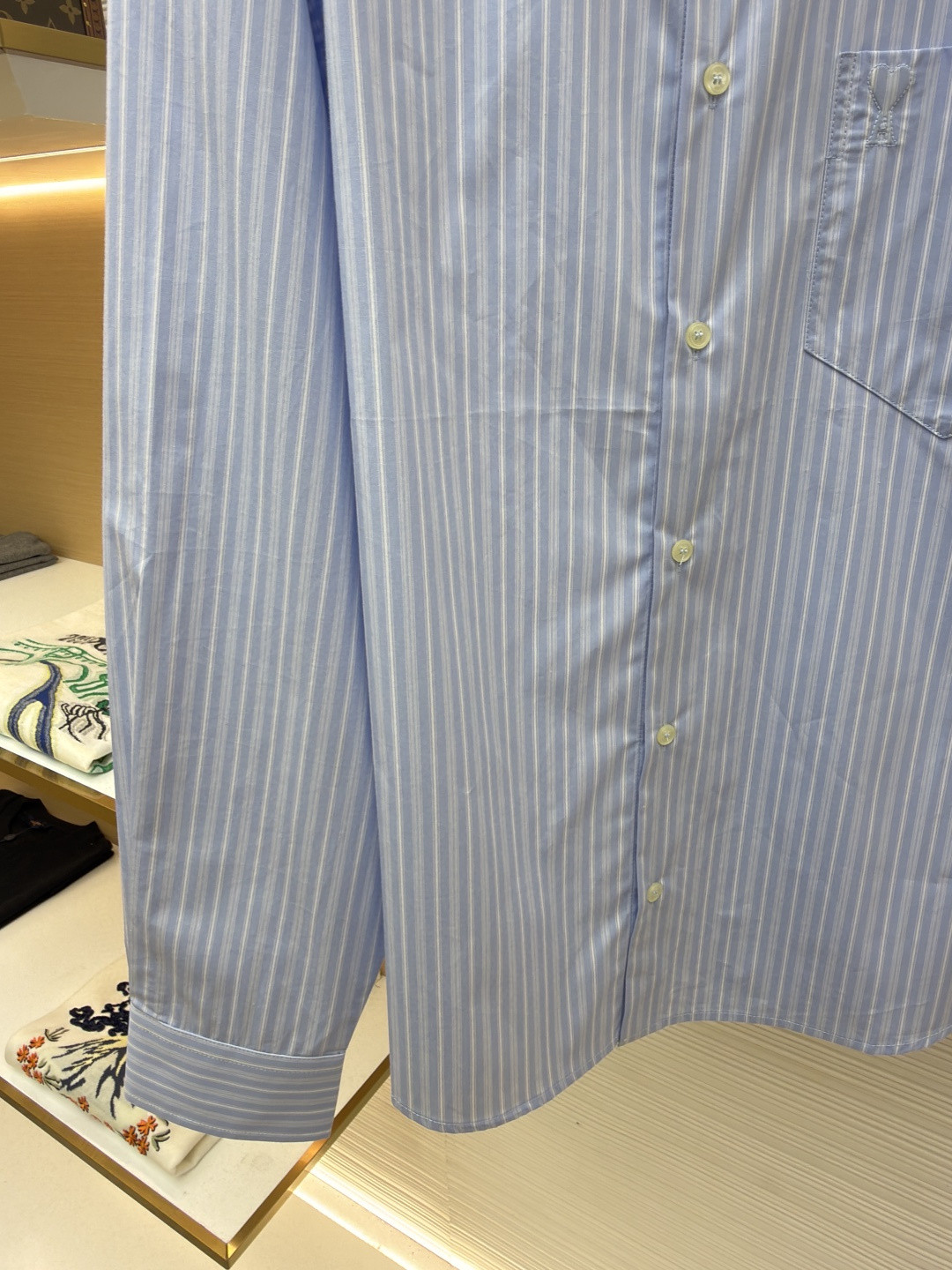 AMIPARIS 口袋条纹衬衫 外套 长袖 蓝色 B0 USH766CO0219